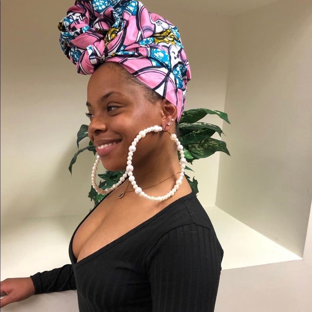 HANDMADE XL PEARL HOOPS